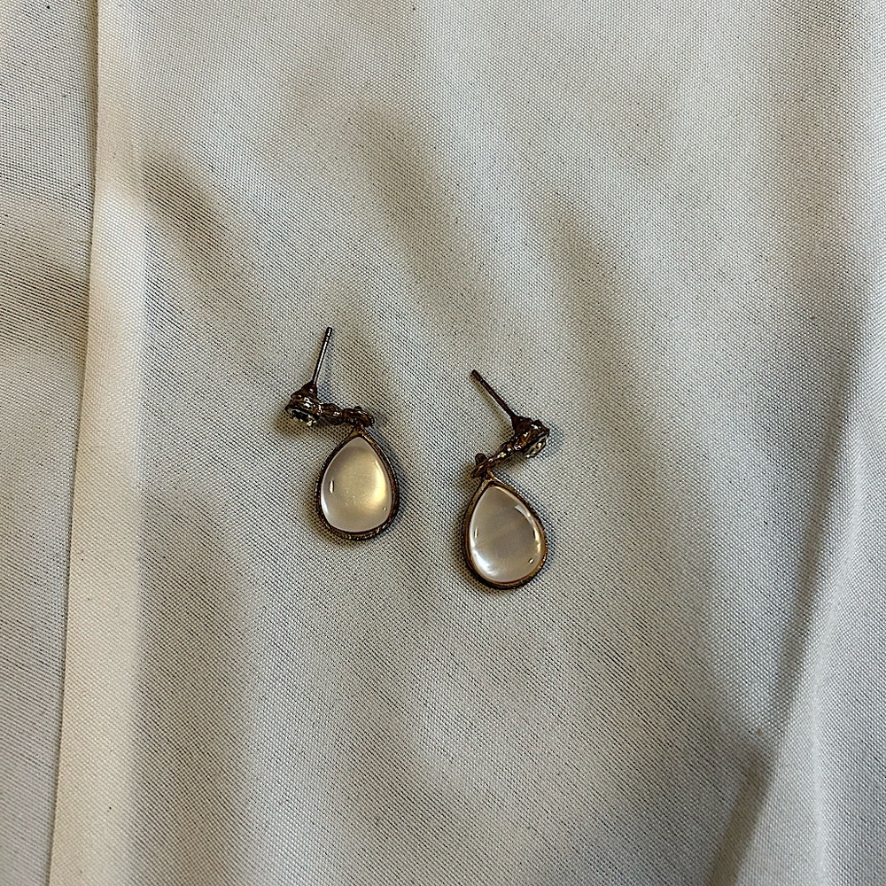 White Earrings Stone Dangling